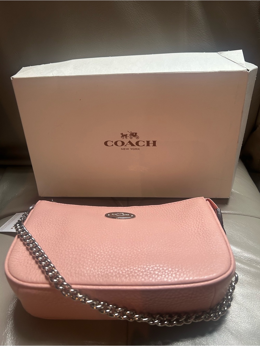 NWT Coach Nolita 19 wristlet/shoulder bag in pink pebbled leather Style F53340